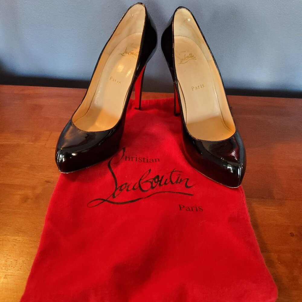 Christian Louboutin Black Patent Leather Rolando 120 Pumps Size 8/38